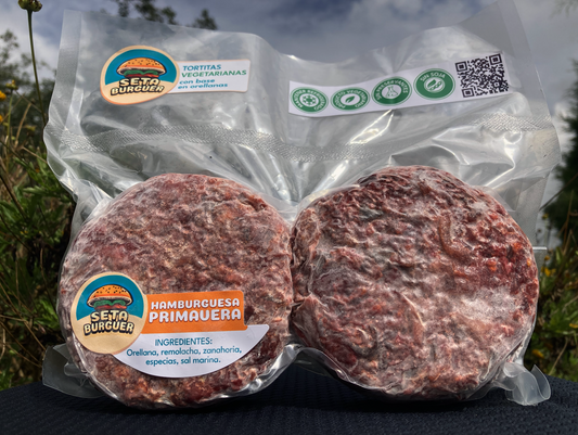 Seta Burguer Primavera – hamburguesa vegana con remolacha, zanahoria.